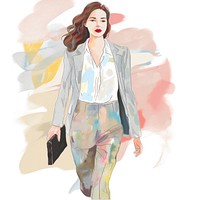 Abstract art business woman walking painting blazer adult.