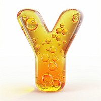 Letter Y yellow honey white background.