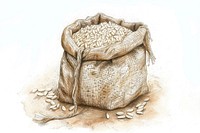 Rice in bag sack art whole grain.