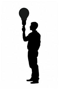 Person holding light bulb silhouette white adult.