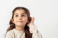 Touching face portrait child photo.