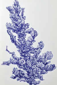 Vintage drawing chenille plant lavender sketch blue.