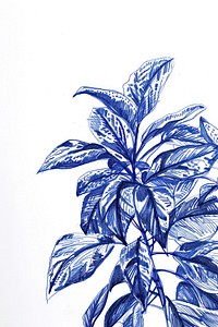 Vintage drawing chenille plant sketch leaf art.