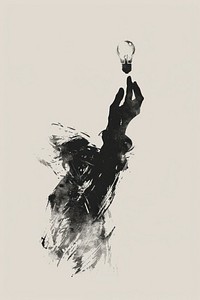 Person holding light bulb art creativity silhouette.