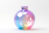 3d render bottle holographic perfume glass white background.