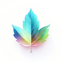 3d render leaf icon holographic plant tree white background.