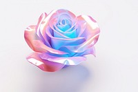 3d render rose holographic flower petal plant.