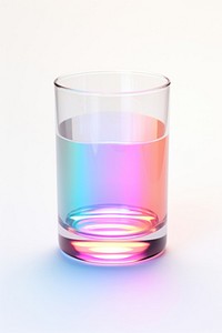3d render glass holographic bottle vase white background.