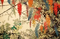 Hanging flower bushes art backgrounds painting.