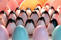 Pastel 3d penguin bird backgrounds repetition.