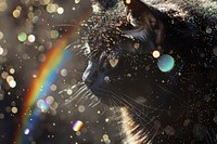 Black cat photo outdoors rainbow animal.