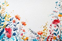 Colorful Risograph printing illustration of floral border painting pattern wall.