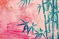 Colorful Risograph printing illustration of bamboo plant art backgrounds.
