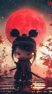 Samurai cartoon fantasy kid.