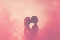 Wedding couple gradient background silhouette romantic kissing.
