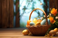 Easter egg basket food wood.