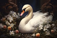 Swan painting animal flower.