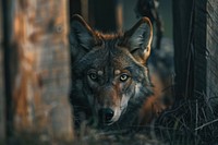 Wolf peeking wildlife mammal animal.