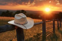 Cowboy hat outdoors nature sunset.