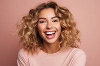 Young woman selfie gesture laughing smile adult.