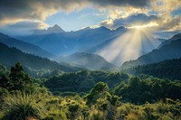 Photo of new zealand mountains landscape sunlight outdoors.