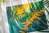 Risograph printing illustration of jungle outdoors nature plant.
