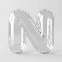 Letter N glass text white background.