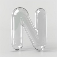 Letter N white glass white background.