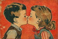 Boy and girl kissing art affectionate togetherness.