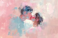 Boy and girl kissing paint art togetherness.