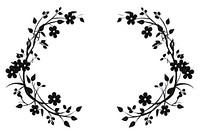 Circle frame flower silhouette pattern white.