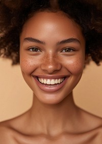 Woman happy with no makeup smile skin adult.