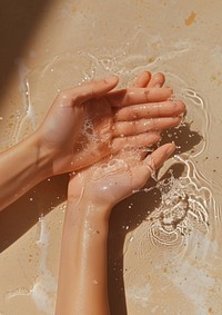Wet hands skin cleaning washing.