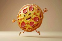 3d pizza character cartoon food anthropomorphic.