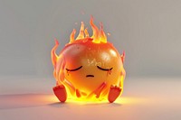 Sad global warming character fire cartoon burning.
