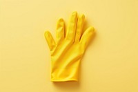 Yellow rubber glove clothing hygiene apparel.
