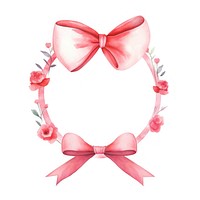 Valentines red ribbon frame watercolor wreath flower plant.