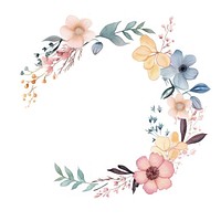 Flowers frame watercolor pattern wreath white background.
