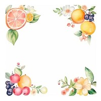 Fruit and flower frame watercolor grapefruit plant food.