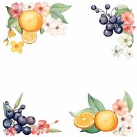 Fruit and flower frame watercolor blueberry plant food.
