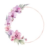 Orchid frame watercolor flower wreath plant.