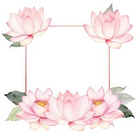 Pink white lotus frame watercolor flower petal plant.
