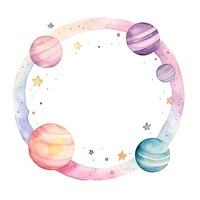 Planet frame watercolor space white background dishware.