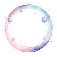Planet frame watercolor space bubble white background.