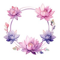 Purple and pink lotus frame watercolor flower plant white background.