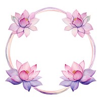Purple and pink lotus frame watercolor flower plant white background.