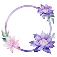 Purple lotus frame watercolor flower wreath plant.