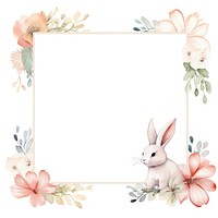 Rabbit and flower frame watercolor mammal celebration cartoon.