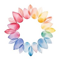 Rainbow flower frame watercolor petal white background inflorescence.