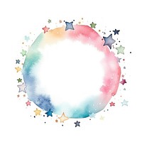 Stars frame watercolor paper space white background.